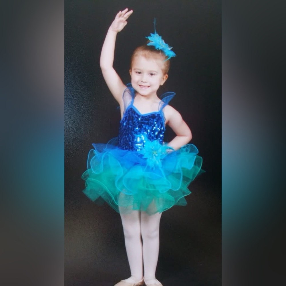 Blue Sparkling Dance Costume with Tutu